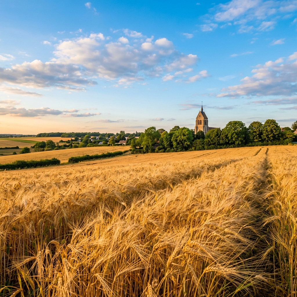 Champs de blé dorés à la Brie